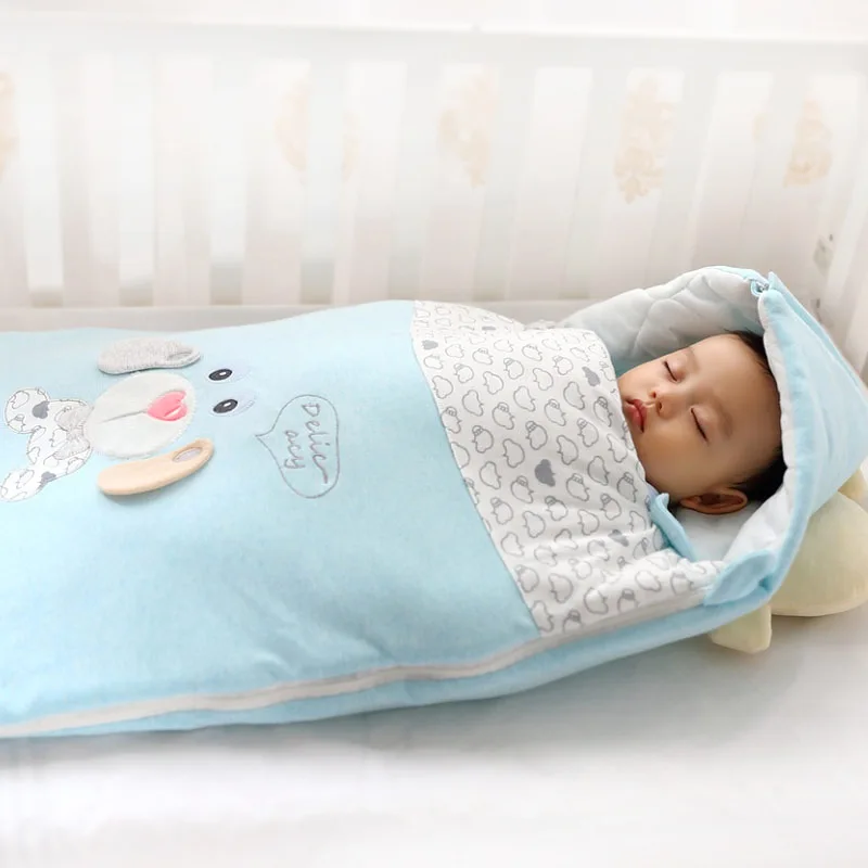 Зимний хлопковый спальный мешок для малышей, конверты, Пеленальное Одеяло для новорожденных, спальный мешок, детское постельное белье, теплый спальный мешок для 0-8 месяцев - Цвет: 1076blue