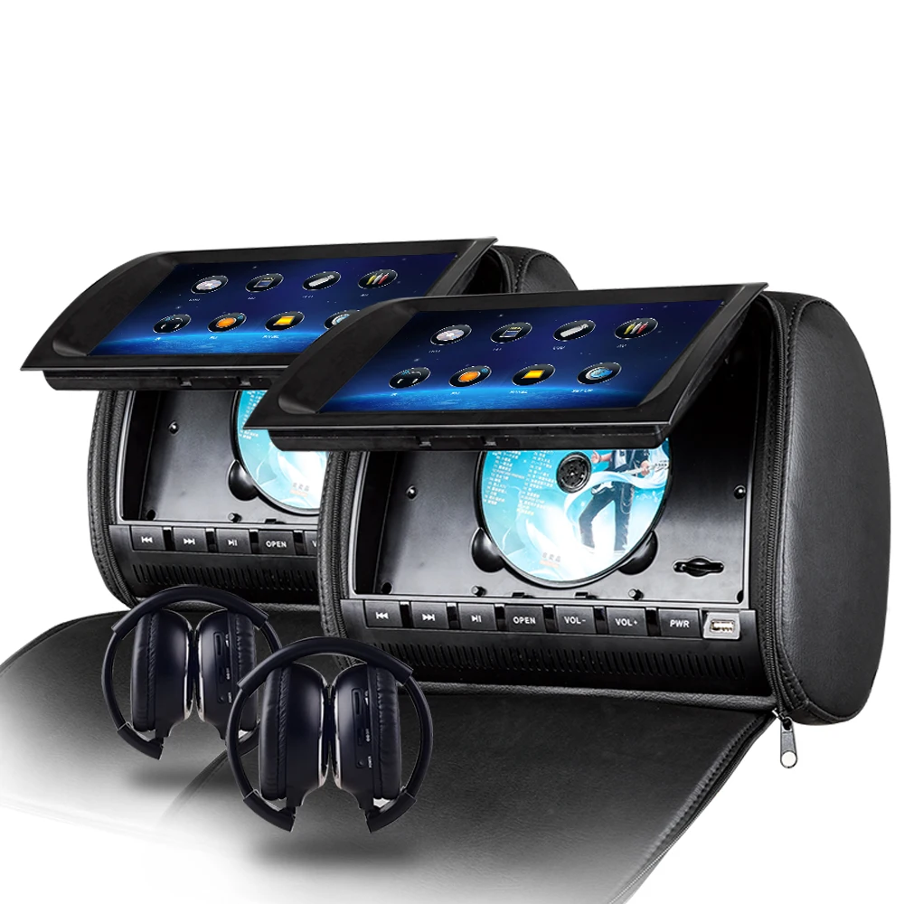  9 inch FHD touch screen headrest DVD with FM/IR/USB/SD/Wireless Game/ Zipper cover