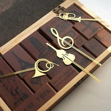 Новинка Kawaii милые золотые Музыкальные инструменты металлические маркеры для книг Закладка для книг скрепки офисные школьные принадлежности канцелярские товары