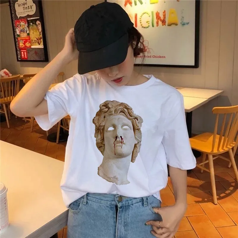 Vaporwave Футболка Harajuku Ulzzang Tumblr Женская футболка Летняя забавная с эстетическим