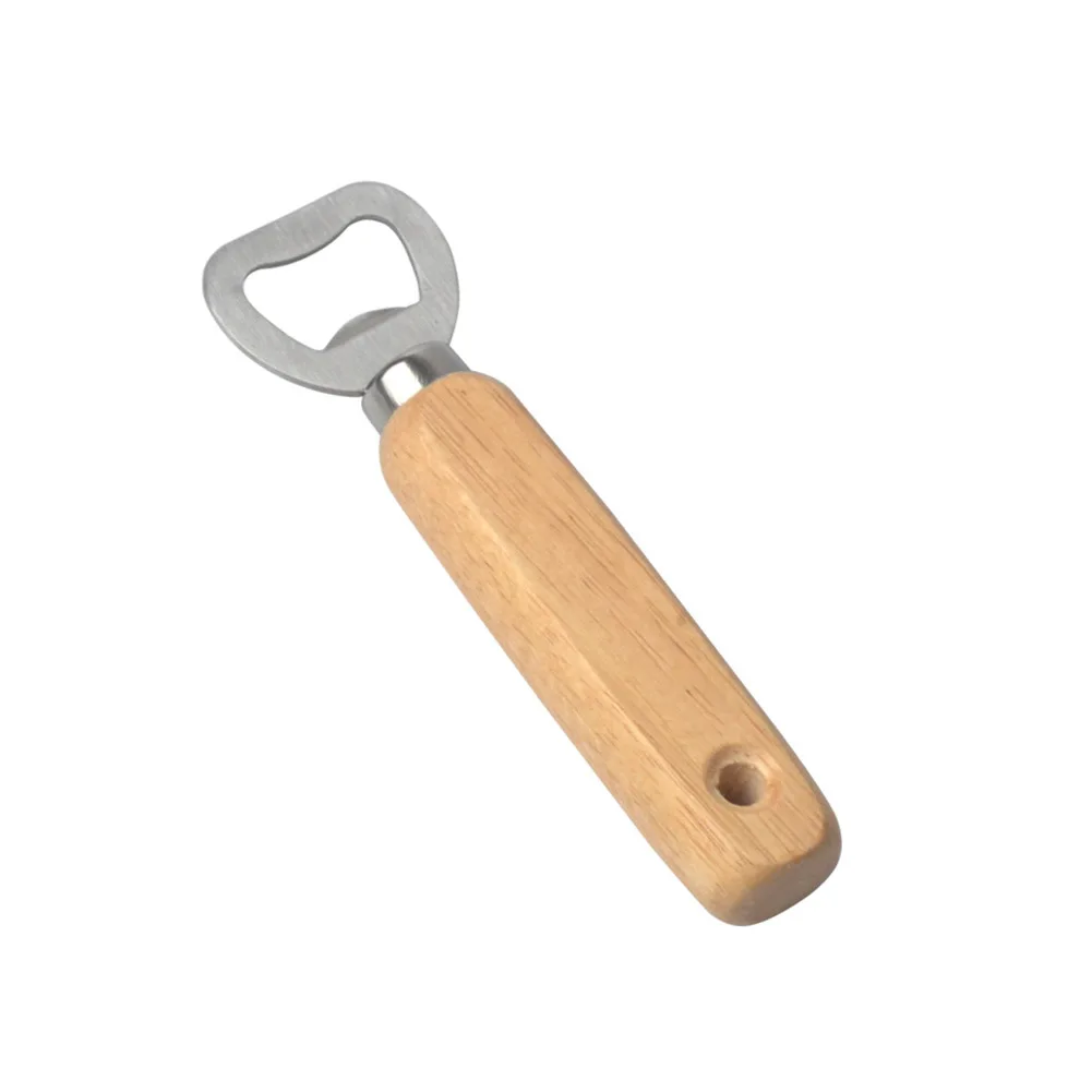 Portable Bottle Opener Rubber Wood Handel Stainless Steel Can Jar Multifunction With Hook Kitchen Ga | Дом и сад
