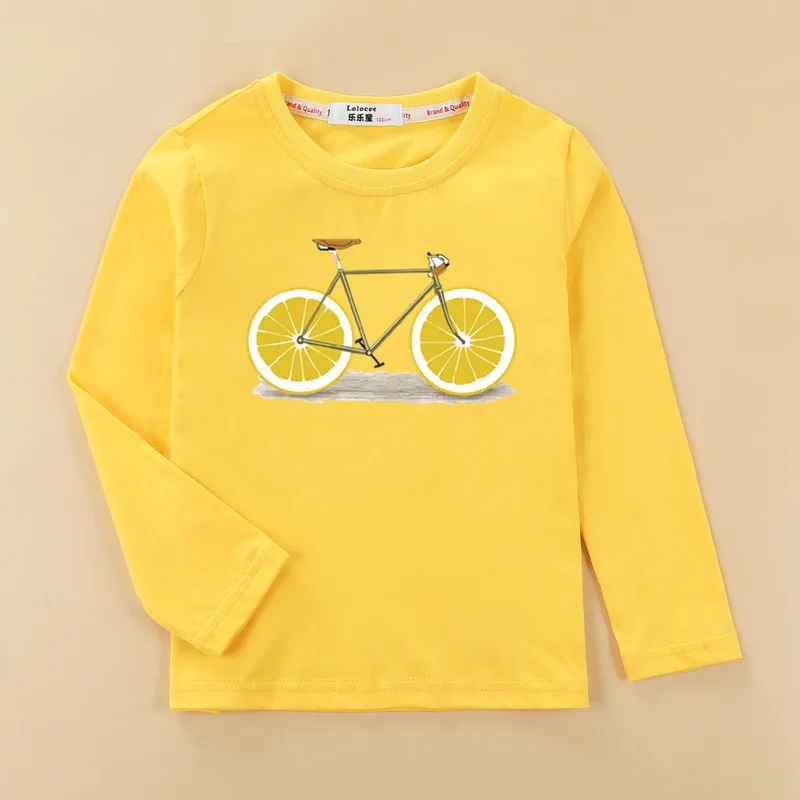 Модная детская футболка для маленьких мальчиков Канада красного цвета с принтом кленовых листьев Топы Длинные рукава повседневная детская одежда из хлопка забавные lemon велосипед футболки для девочек, для малышей - Цвет: Yellow1