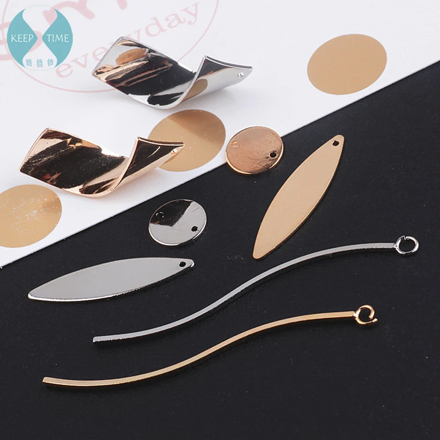 

Copper jewelry handmade DIY material strip ear ring earrings pendant earrings with double disc parts