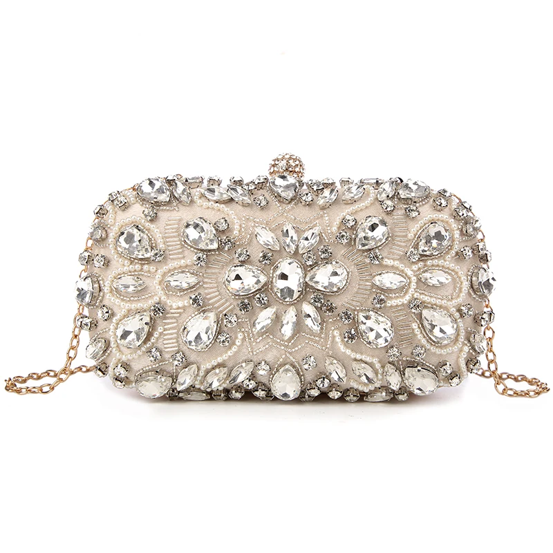 FGGS Evening Bags Diamond Rhinestone Pearls Beaded Day Clutch Women's Purse Handbags Wallets Evening Wedding Bag
