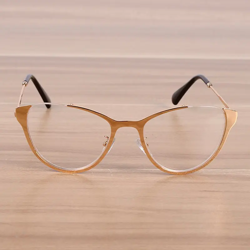 New Fashion Cat Eye Women Metal Glasses Frame Clear Lens Personality 