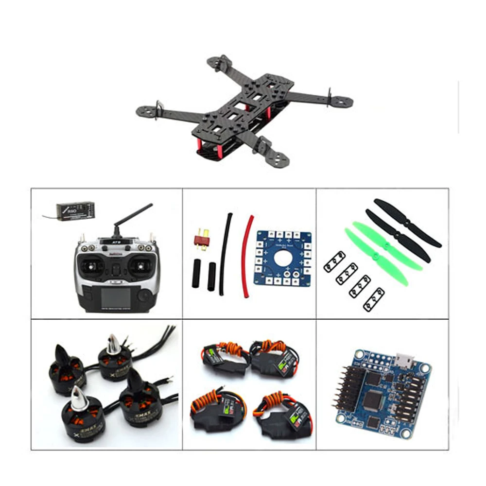 FPVQuadcopter Qav250 Mini Carbon Fiber R/c 1806 2400kv Motor EMAX 12a BLHELI ESC FLIP32+ 10DOF Flight Controller Combo