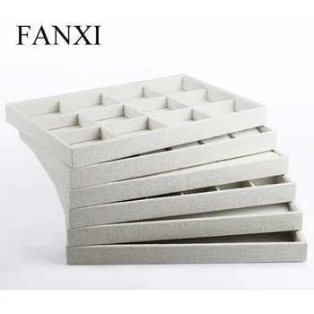 

FANXI Beige Line Jewelry Storage Tray Rings Pendant Charms Beads Display Holder Countertop Tray Multipurpose