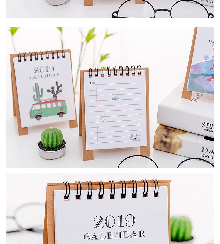 2019 простой мини настольный календарь небольшой свежий и прекрасный творческий мультфильм маленький календарь