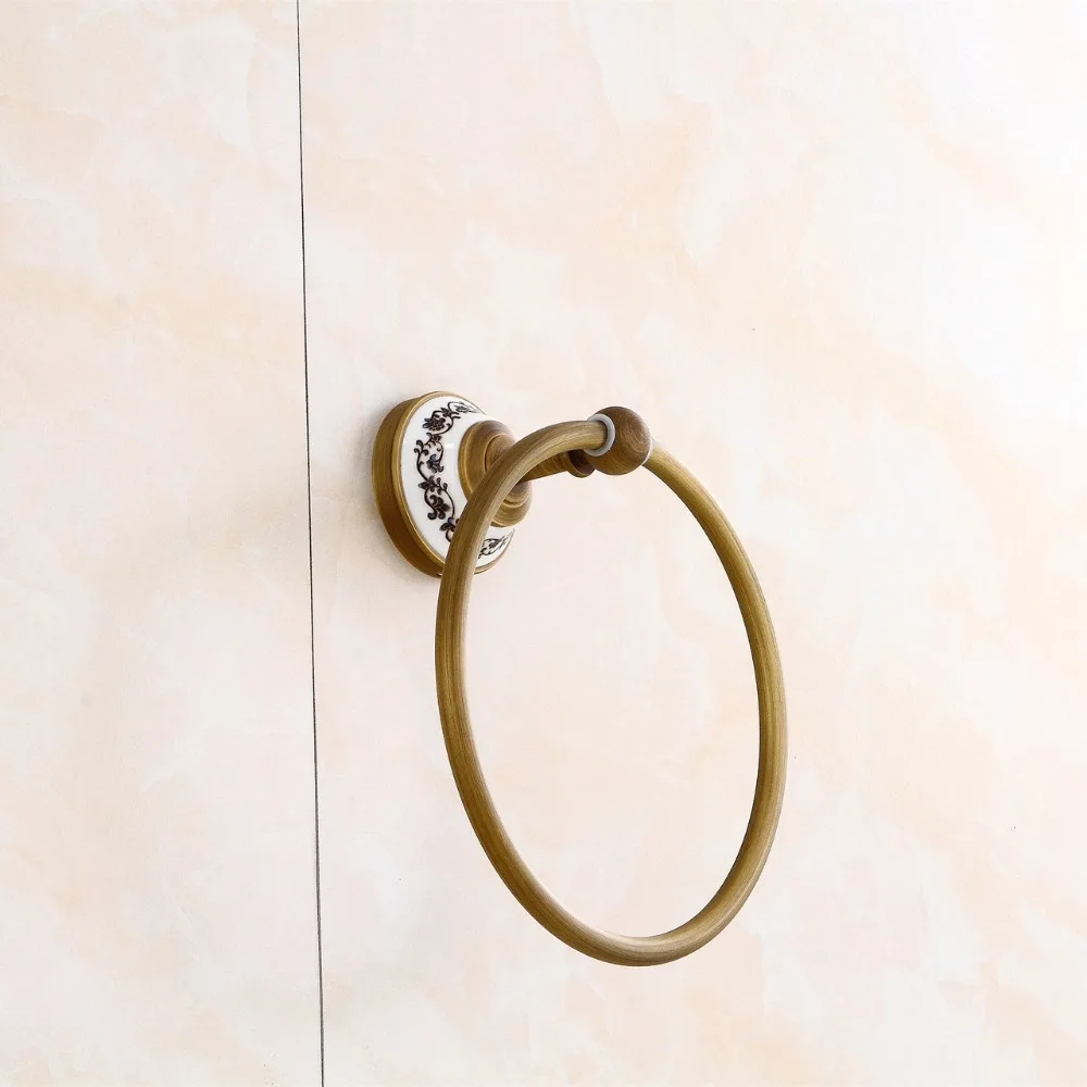 Towel Rings Antique Bronze Ceramic Wall Mounted Towel Holder Ring Brass Construction Bathroom Accessories 9222K bathroom towel ring bathroom towel holder