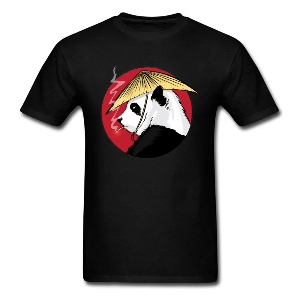 RIce Hat Panda Pure Cotton Design Tops Tees Brand New Short Sleeve Men T-Shirt Printed Fall T Shirt O Neck Top Quality RIce Hat Panda black
