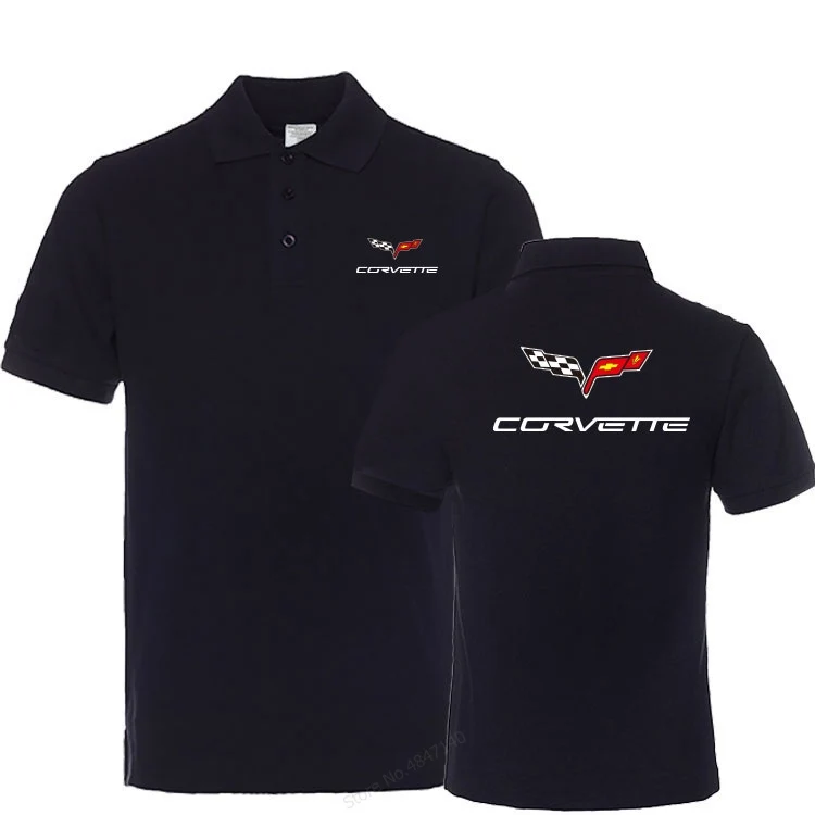

New Brand Business tops Men Casual Cotton Chevrolet Corvette polo shirt men Short Sleeve Tops Solid colour clothes