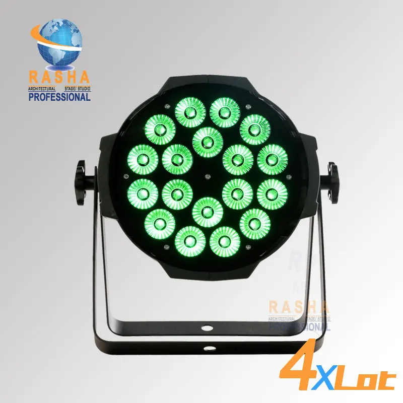 

4X LOT Rasha 4in1 18*10W RGBW/RGBA Super bright LED Par Light Quad LED Par Can DJ Par Light With DMX in&OUT Powercon