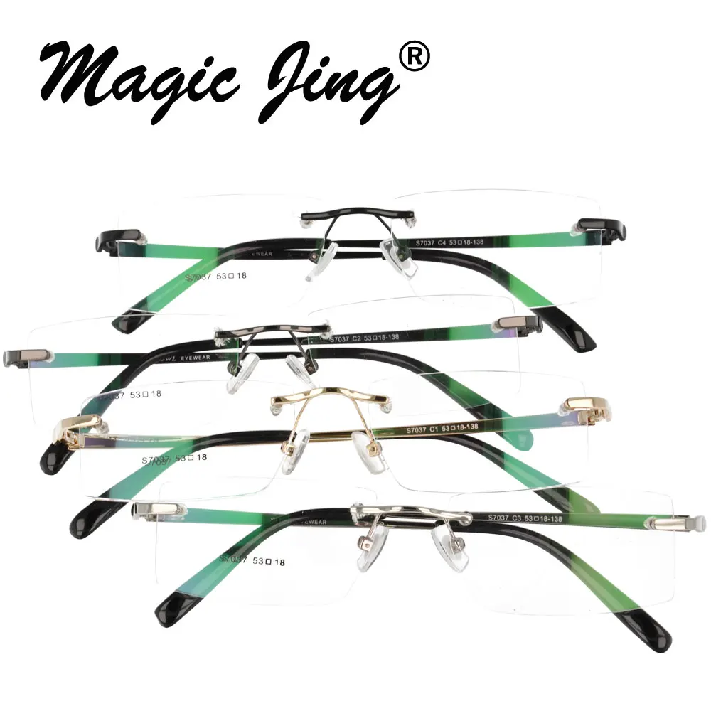 Магия Jing без оправы металлические мужские стильные очки по рецепту RX оптические оправы дальняя близорукость очки S7037
