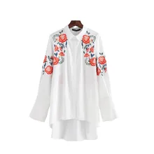 Women Blouse 2017 Top Fall New Long Blouse Lrregular Tops Shirts Women Seasonal Trendy Embroidered Shirt Women’s Clothing Shirt