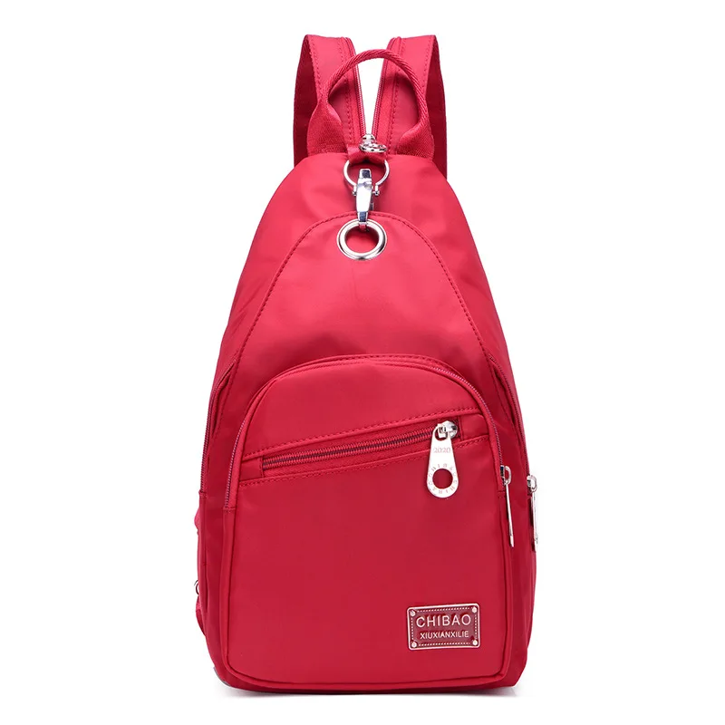 

Ougger Medium Anti Theft Backpack Women Backpacks Casual Style Red Nylon Chest bag with Letter for Outdoor