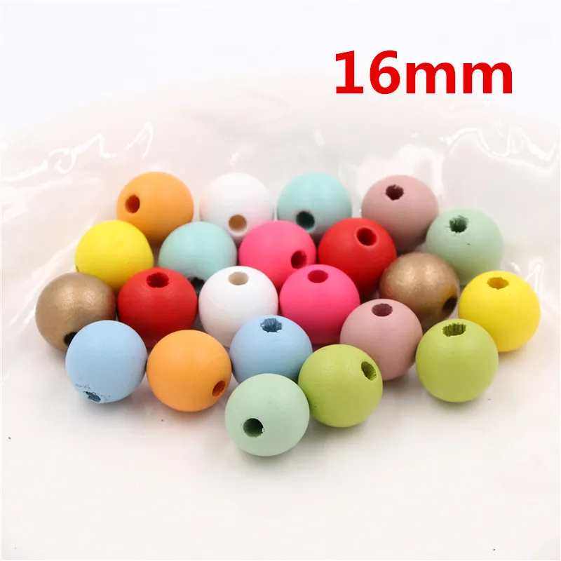 

20pcs 16mm Candy Color Round Wood Spacer Beads For DIY Crafts Childrens Jewelry Making Mixed Color