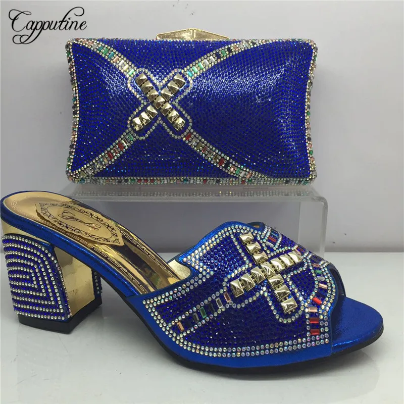 

Capputine Fashion Matching Shoes And Bag Set New Italian High Heels Shoes And Bag Set For Party Dress 6Colors Stock BL105C