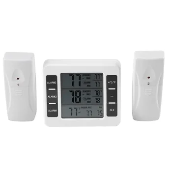 

Wireless Digital Audible Alarm Refrigerator Thermometer Wireless Indoor Outdoor Thermometer with 2PCS Sensor