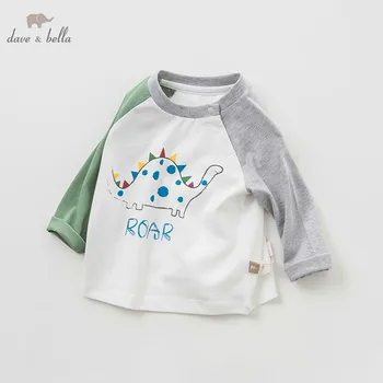 

DBJ9903-2 dave bella spring baby print clothes children long sleeve t-shirt infant toddler high quality tops kids lovely tees