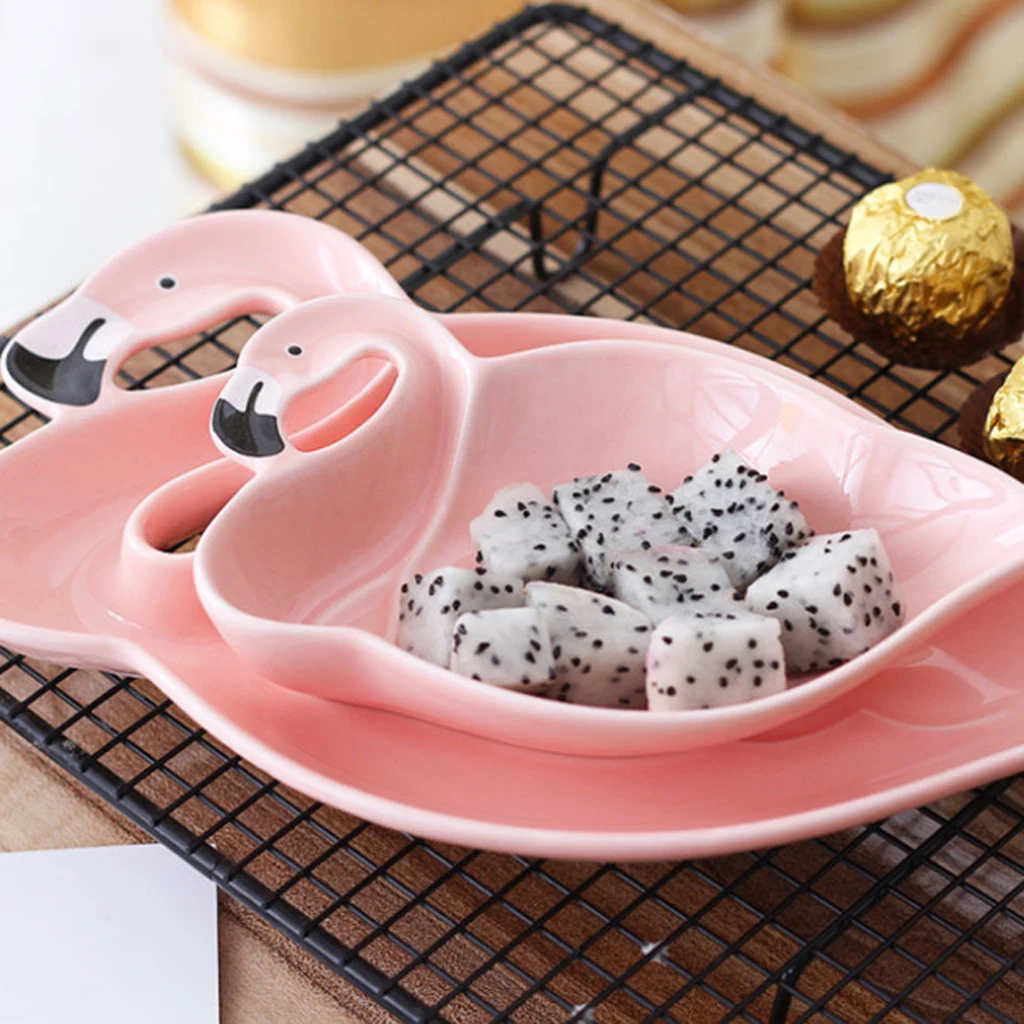 2 шт. декоративный, с рисунком Фламинго Розовый 3D керамическая тарелка закуски сушеные тарелки для фруктов фруктовая миска для десерта столовая посуда для дома