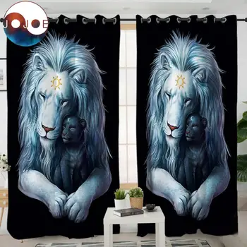 

Child of Light Black by JoJoesArt Living Room Curtain Lions Blackout Window Curtain Animal Print Drapes 1pc Family cortinas