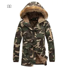 Зимняя куртка мужская повседневная камуфляжная утепленная меховая с капюшоном мужские куртки и пальто Модная тонкая теплая Куртка парка мужской