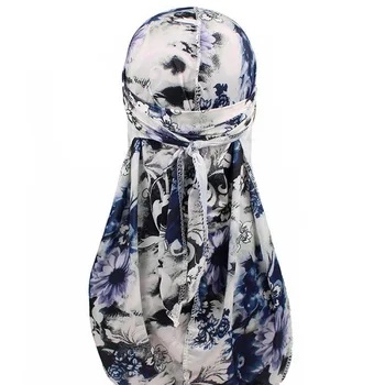 

Men Colorful Durag Headwear Headband Pirate Spandex Long Tail Headwrap
