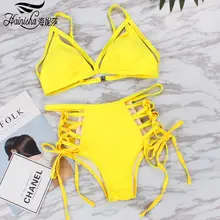 

HAINISHA Sexy Bandage Bikini Swimsuit Women High Waist Swimwear Female Bikini Set Brazilian Biquini 2018 New Beachwear Bating XL