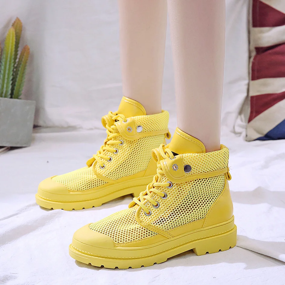 

Flats Women Shoes Women Platform Lace-Up Breathable Mesh Tenis Casual Shoes Women Flats Shoes Women Walking Shoes Mujer #Y