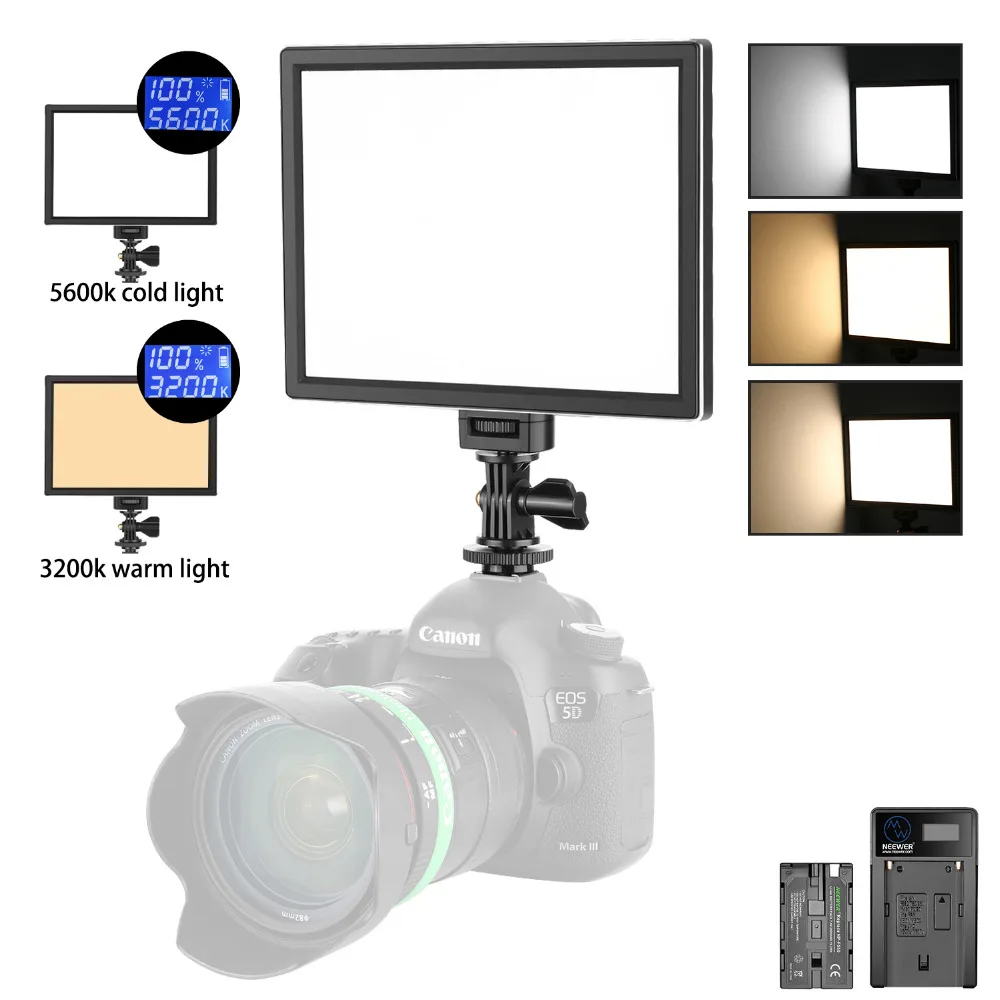 Neewer T100 Softer SMD LED Video Light Lighting Kit: Bi color Dimmable