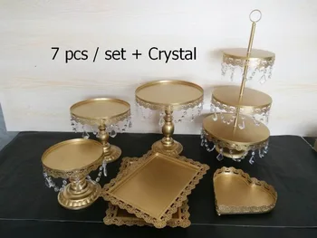 

Gold Wedding Dessert Tray Cake Stand Cupcake Pan Party Supply 7PCS / Set,daughters baby shower The cake table