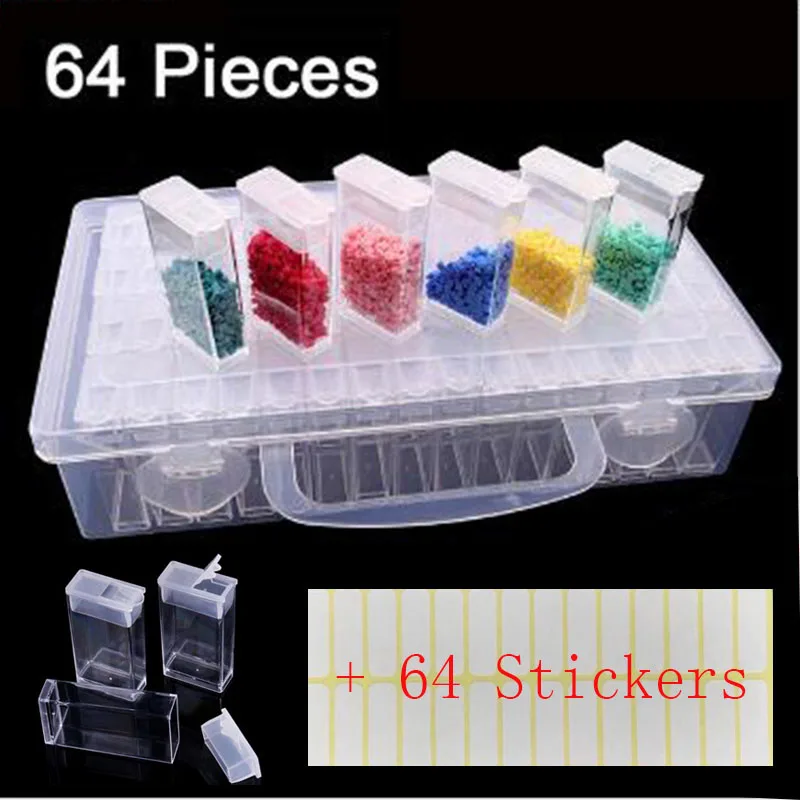 

Diamond Painting Accessories 64 Grid Container Box DIY Diamant Embroidery Mosaic Tools Bead Transparent Plastic Drill Storage
