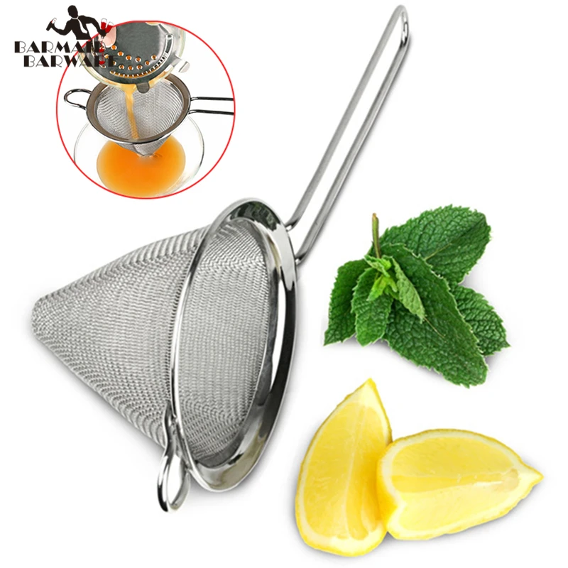 1pcs 304 Stainless Steel Conical Cocktail Sieve Great For Removing Bits From Juice Julep Strainer Cocktail Strainer Bar Strainer cocktail strainer stainless steel tea strainers conical food strainers fine mesh strainer practical bar strainer tool