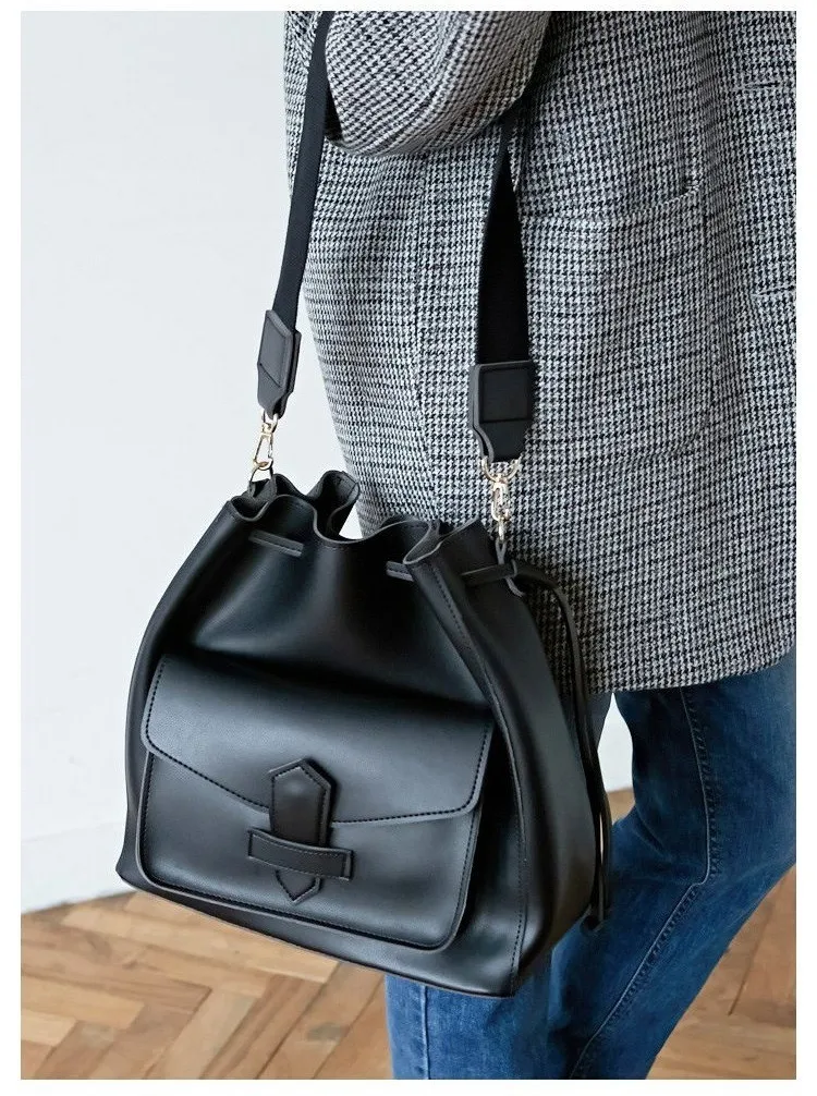 Женская сумка на плечо с широким ремешком, винтажная сумка-мешок на шнурке из искусственной кожи, дизайнерские сумки-мессенджеры, женские сумки, большие сумки коричневого цвета