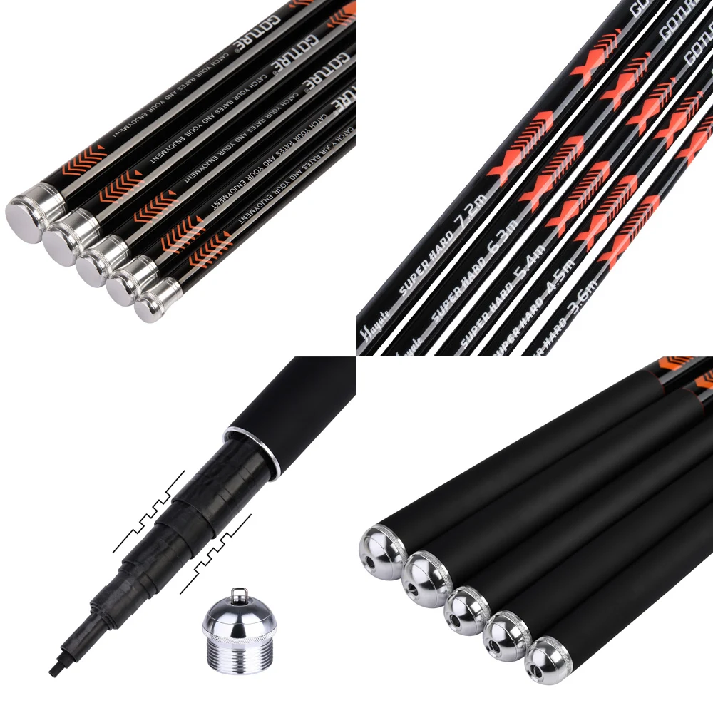 Goture 2019 New Hayate Carbon Fiber Telescopic Fishing Rod 3.6-7.2M Stream Rods Hand Pole For Freshwater Carp Feeder Fishing 