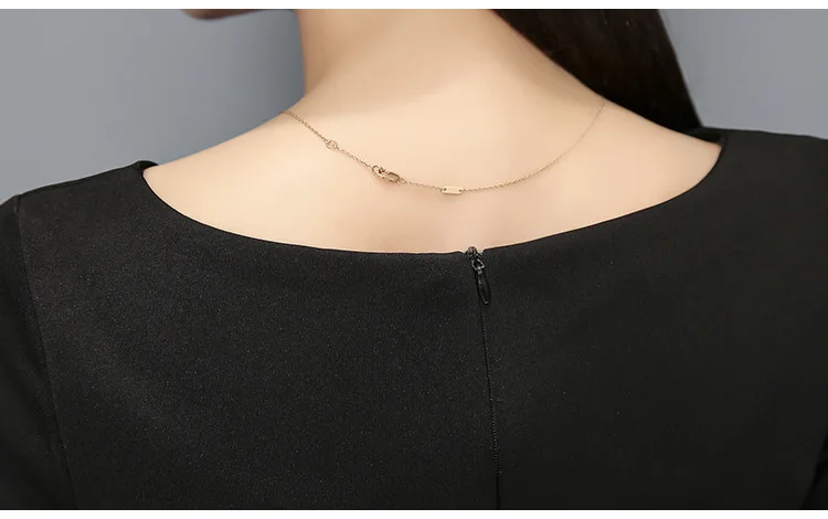 Women Black Dress V-Collar Elegant Dresses Evening Party Clothes Half Sleeve Sexy A Style Dress Women 2018 New AS154 (13)