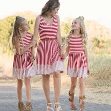 Стильная семейная одежда в полоску для малышей, мини-платье для мамы и дочки, одинаковые платья для мамы и дочки, Anne Bebek Elbise