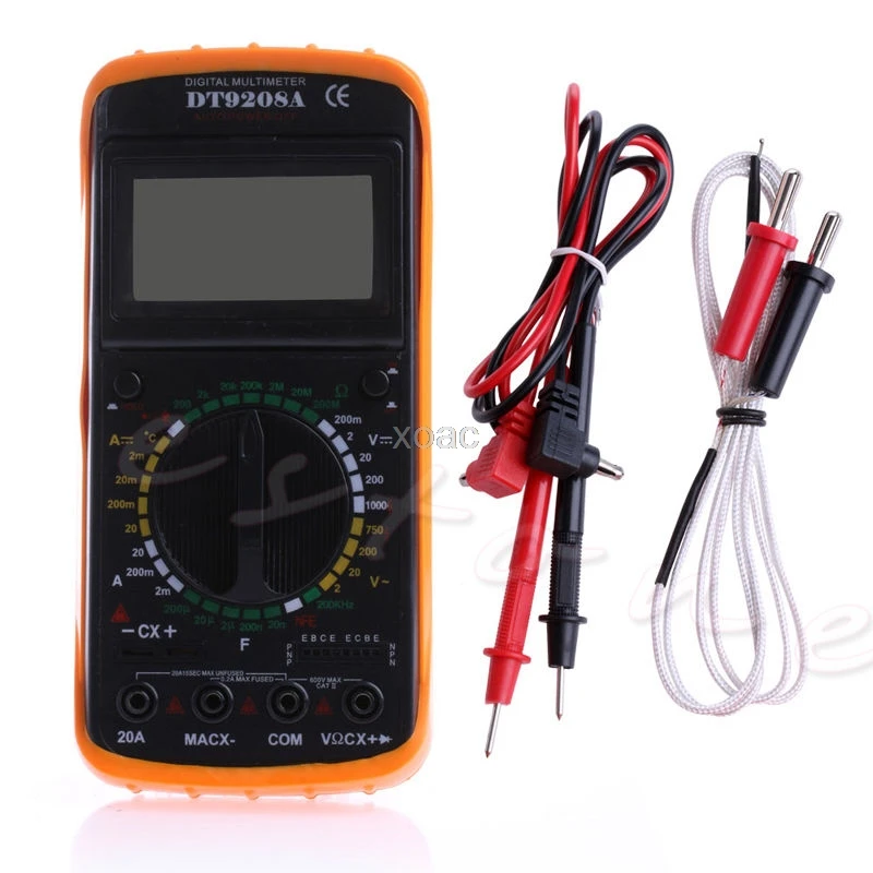 

New Hot Digital Multimeter LCD AC/DC Ammeter Resistance Capacitance Tester DT9208A Useful M03 dropship