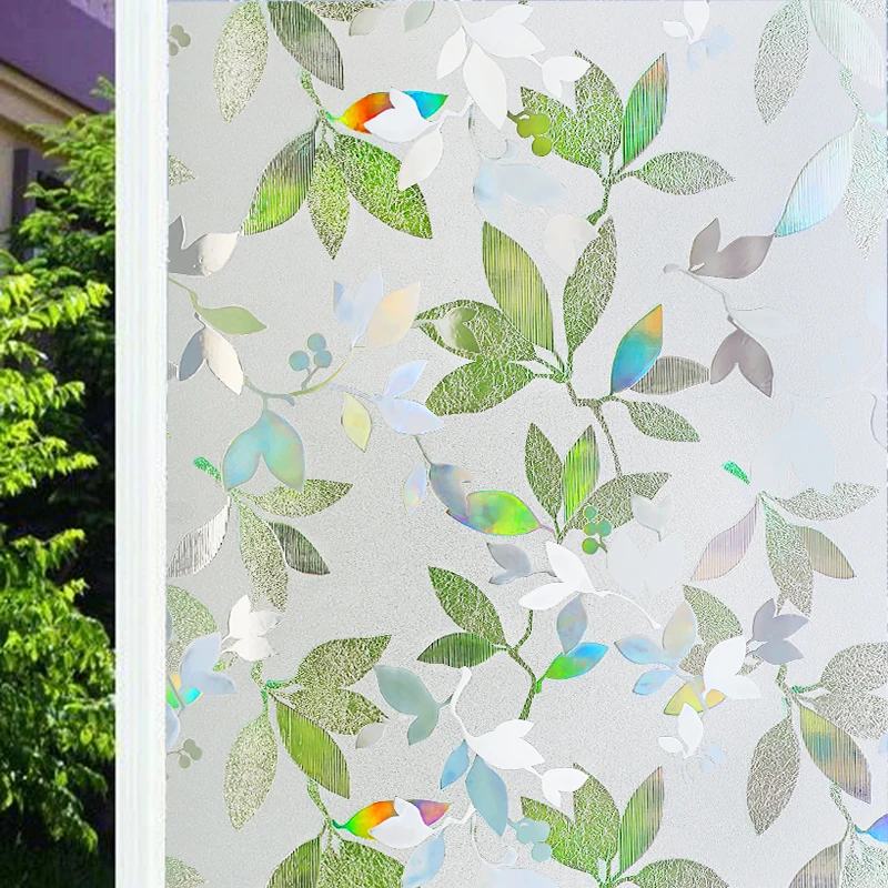 

Funlife 3D Window Film Privacy Glass Film Static Decorative Vinyl Leaf Film Non-Adhesive Heat Control Anti UV Window Sticker