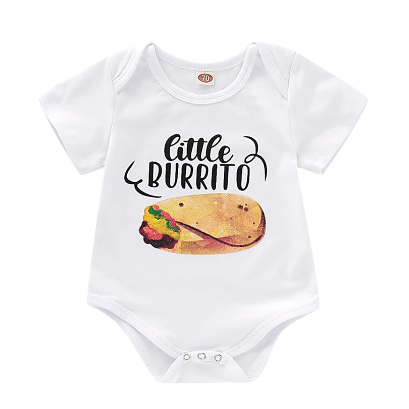 

Toddler Infant Baby Boys Letter Cartoon Burrito Printing Bodysuit Fashion Romper Newborn Summer O-neck Clothes 0-18 Months A20
