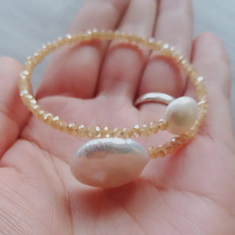 Buttons Pearl Bracelet Pearl Crystal Bracelet Crystal Size 10 - 20 mm Diameter 3 mm Lady Bracelet Holiday Gifts