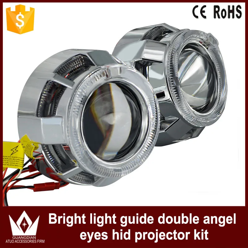 

Tcart Dual Color Circular Round guide Double Angel Eyes bi-xenon Projector Lens Light For CAR Headlights Angel Eyes