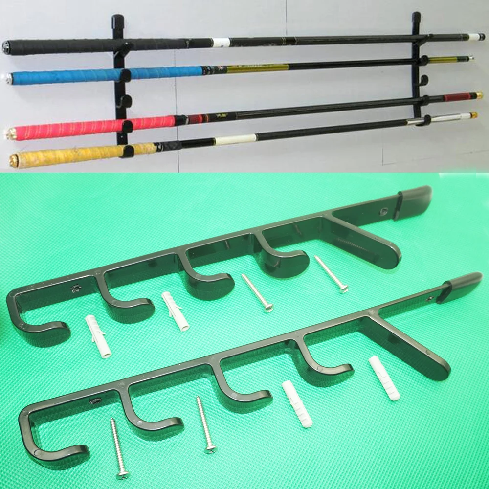 2pcs/lot Horizontal Wall Fishing Rod Rack for Fishing Rod Storage Holds up  to 5 Rod