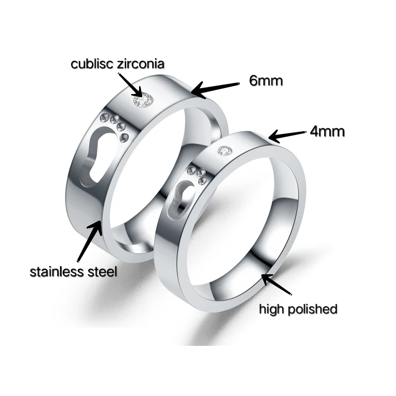 Индивидуальность креативность пара колец детские ноги кольца из нержавеющей стали полые следы Свадебные ювелирные изделия G-113