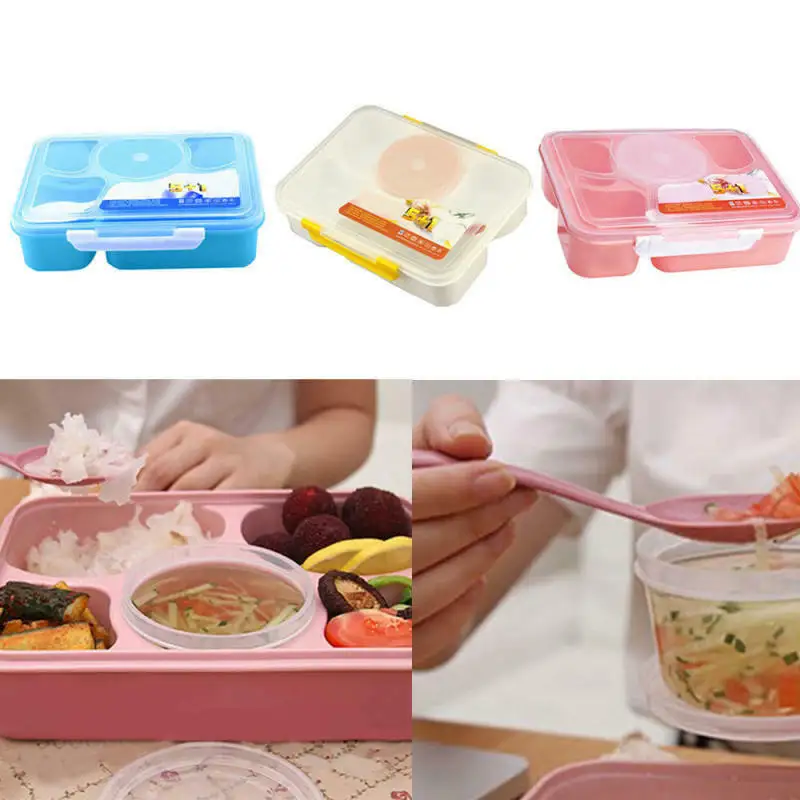 BPA Бесплатный Ланч-бокс с отсеком 5 сеток Microwavable мультфильм Bento box Герметичный пищевой контейнер ланчбокс для пикника