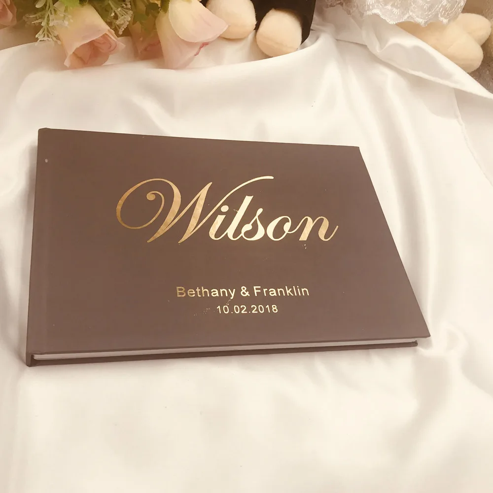 Personalized Gold Wedding Guest Book Alternative Rustic GuestBook A5size Custom Gift for Couple Rustic Wedding Guestbook  Couple7