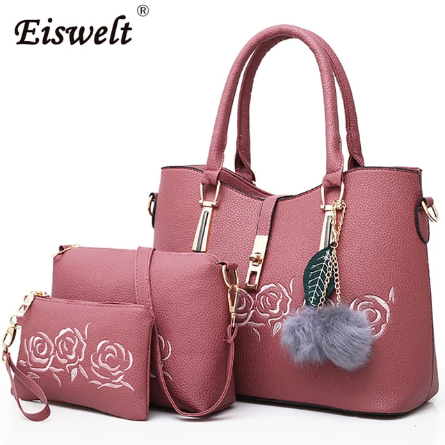 New 3pcs/Set High Quality Ladies Handbags Female PU Leather Shoulder  Messenger Bags Women Composite Bags Tote Bag bolsa feminina