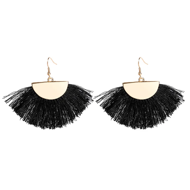 

4 colors Bohemia Tassels Dangle Earrings Women Accessories Handmade Cotton Fringed Earrings Gold Boho Ethnic Trendy Jewelry
