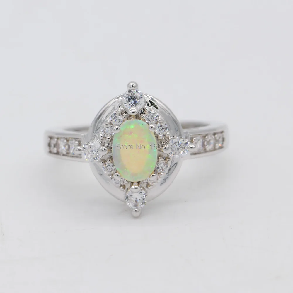 

Amazing Wholesale & Retail Opal Jewelry Yellow Fire Opal&Crystal 925 Sterling Silver Ring Size 6/7/8/9