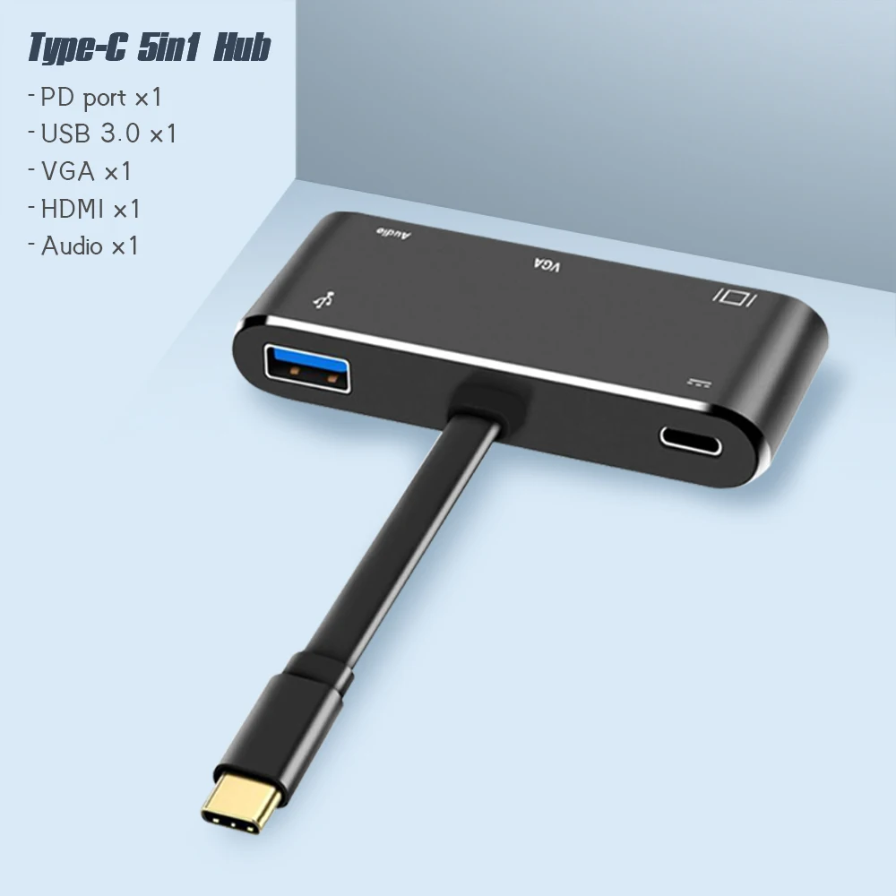 Usb type C адаптер для HDMI c 4K VGA Аудио конвертер Кабель USB3.0 PD C usb-хаб для Macbook Pro для HuaWei P20 HDTV проектор